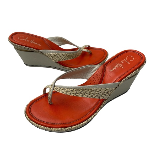 Cole Haan Shoes - Cole Haan Women's Vibrant Orange and Tan Wedges
